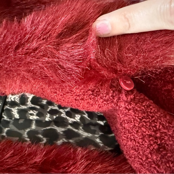 Siena Studio Faux Fur Wool Burgundy Coat Classic Car Single Button X Small XS - Picture 7 of 12